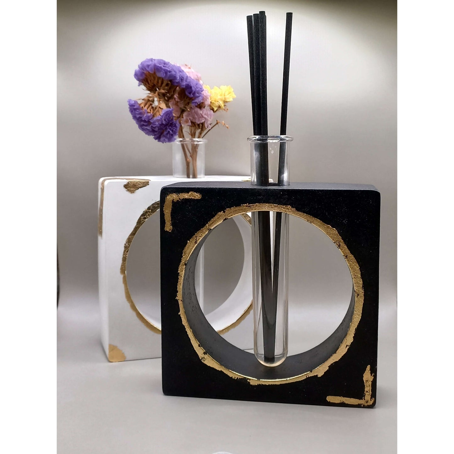 Βάζο "Square" - ΛΕΥΚΟ-ΜΑΥΡΟ/ΧΡΥΣΟ