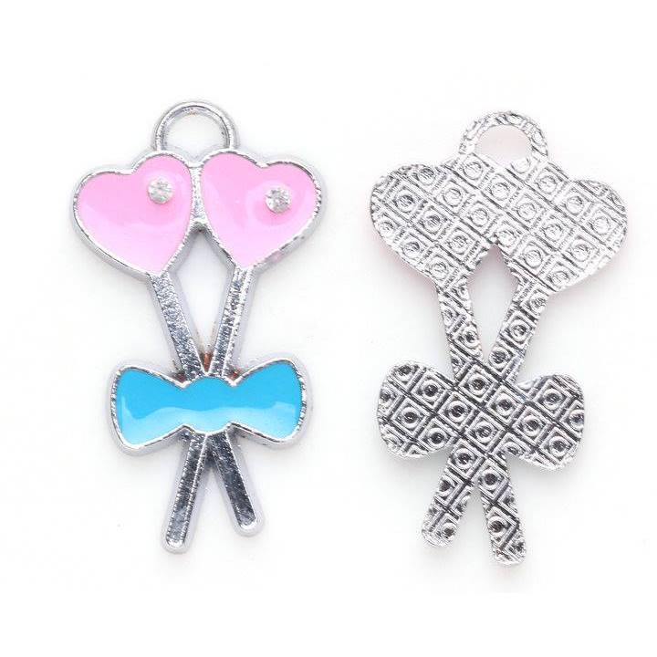 (JW): Charms καρδιά/φιόγκος (4 χρώματα)