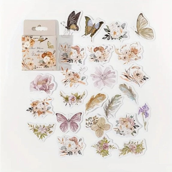 (ST) Αυτοκόλλητα "Flowers & Butterflies" (20τμχ)