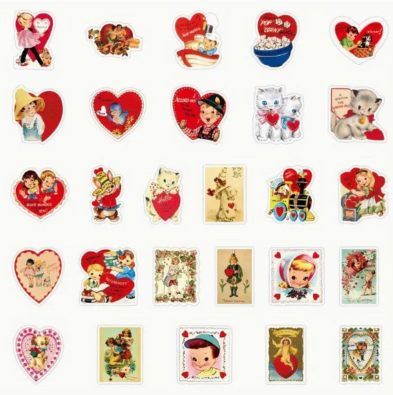 (ST) Αυτοκόλλητα "Retro Love" (25τμχ)