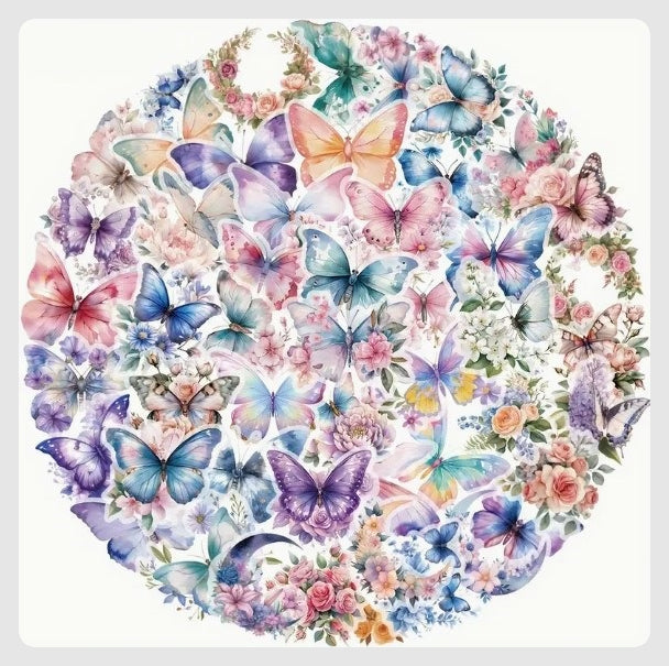 (ST) Αυτοκόλλητα "Butterflies & Flowers" (25τμχ)