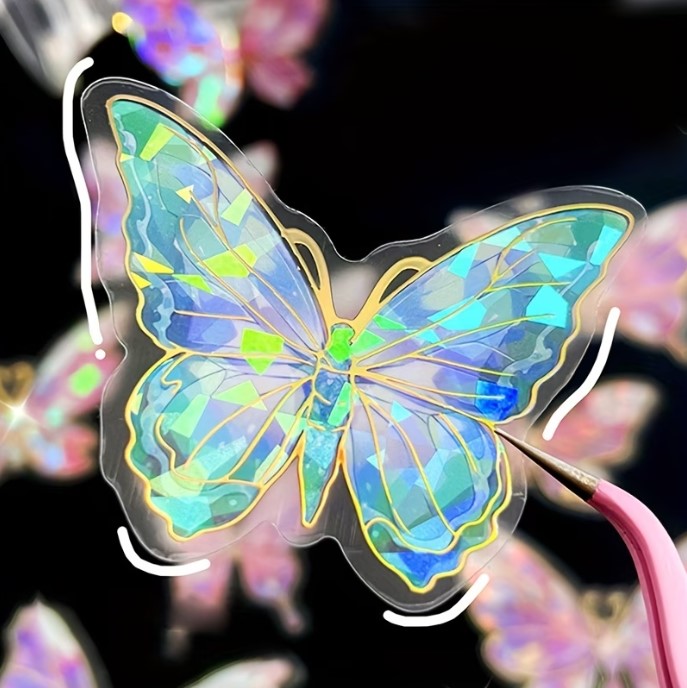 (ST) Αυτοκόλλητα "Crystal Butterflies" (10τμχ)