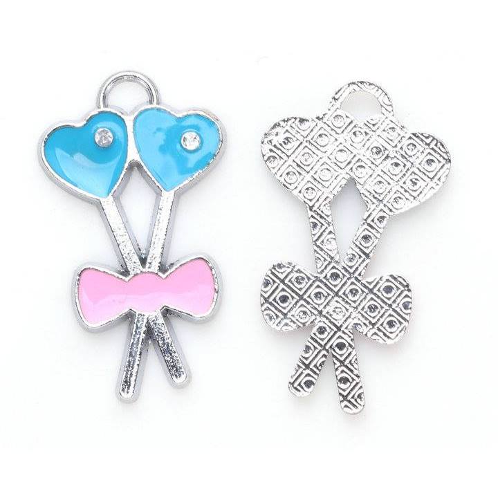 (JW): Charms καρδιά/φιόγκος (4 χρώματα)