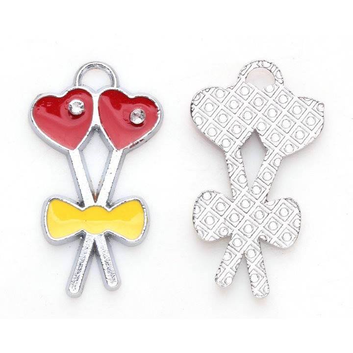 (JW): Charms καρδιά/φιόγκος (4 χρώματα)