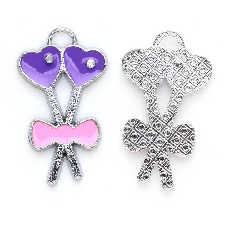 (JW): Charms καρδιά/φιόγκος (4 χρώματα)