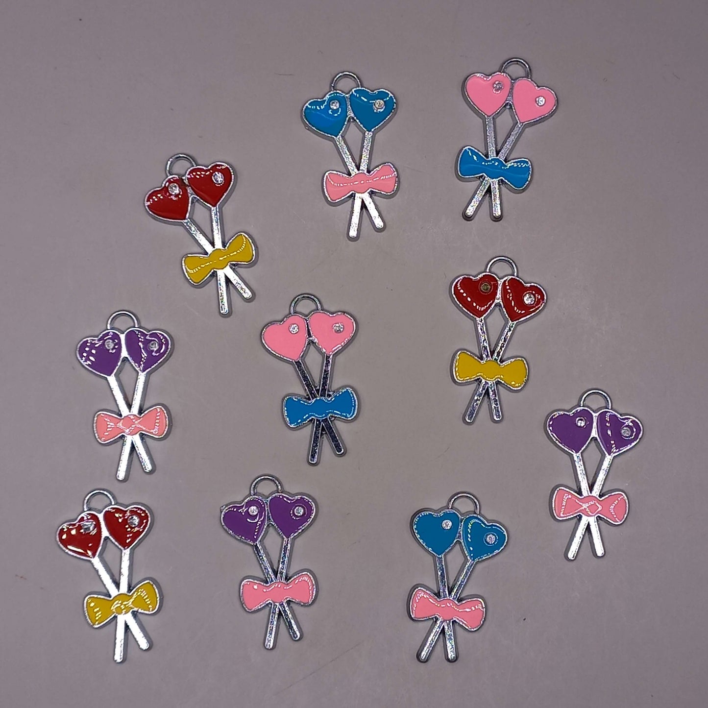 (JW): Charms καρδιά/φιόγκος (4 χρώματα)