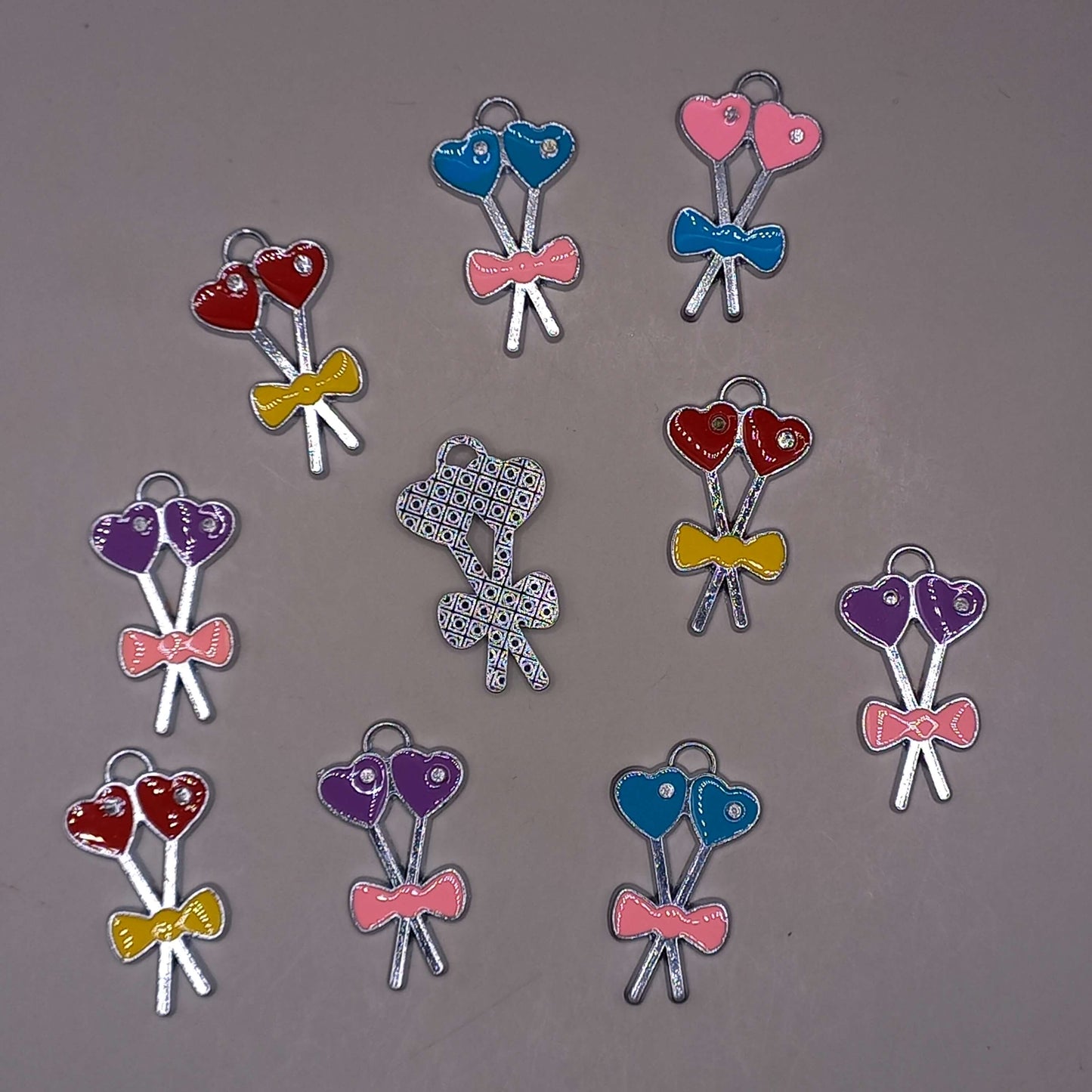 (JW): Charms καρδιά/φιόγκος (4 χρώματα)