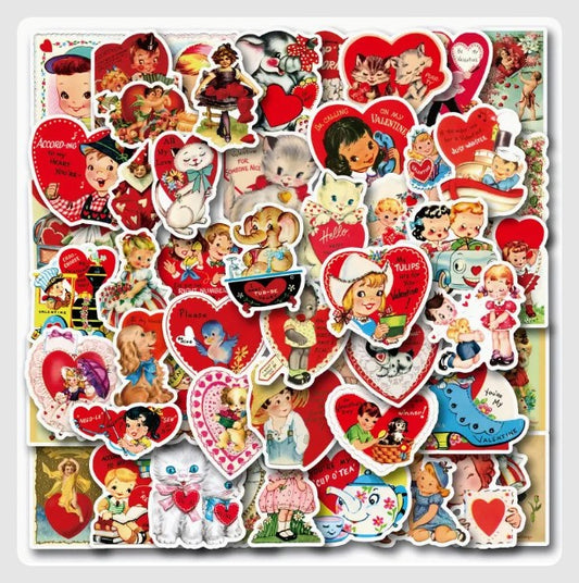 (ST) Αυτοκόλλητα "Retro Love" (25τμχ)
