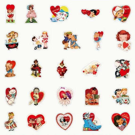 (ST) Αυτοκόλλητα "Retro Love" (25τμχ)