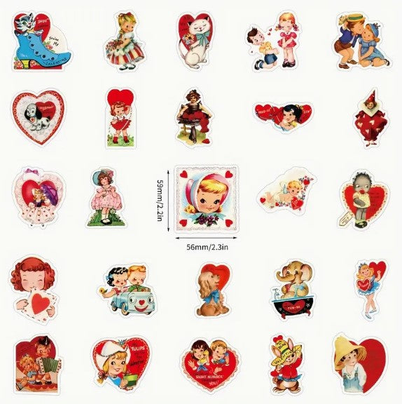 (ST) Αυτοκόλλητα "Retro Love" (25τμχ)