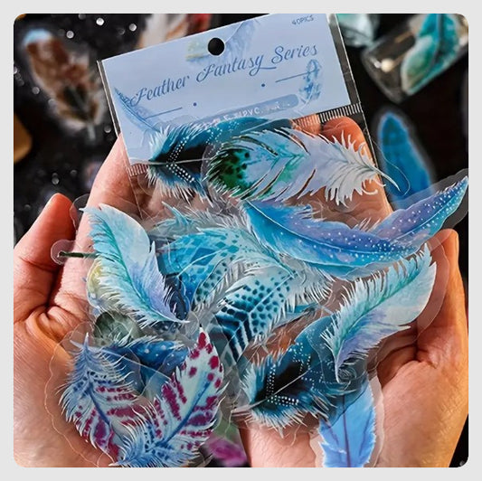 (ST) Αυτοκόλλητα "Feathers" (20τμχ)