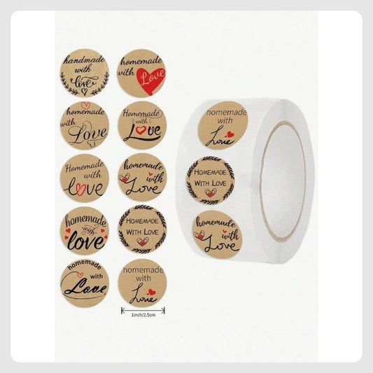 (ST): Αυτοκόλλητα "Handmade with Love" (50τμχ)