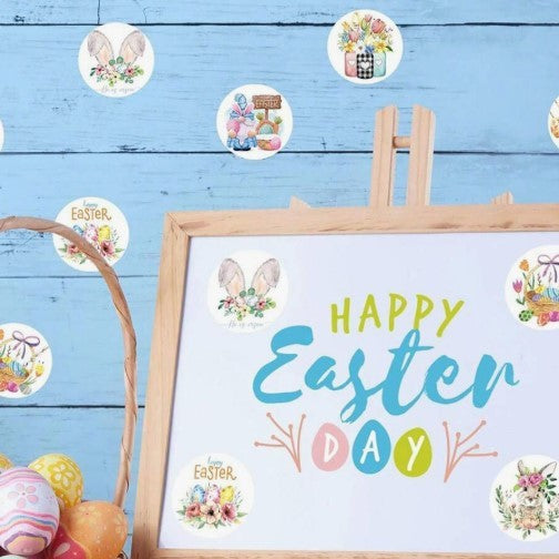 (ST): Αυτοκόλλητα "Happy Easter" (50τμχ)