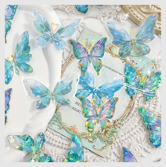 (ST) Αυτοκόλλητα "Crystal Butterflies" (10τμχ)