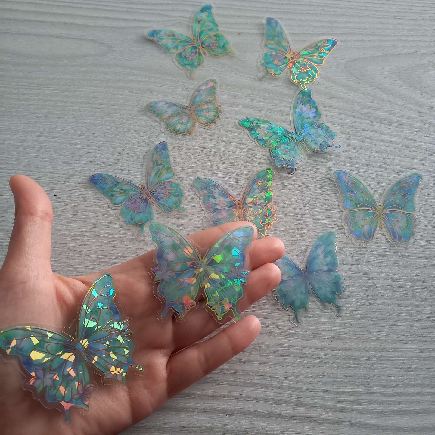(ST) Αυτοκόλλητα "Crystal Butterflies" (10τμχ)